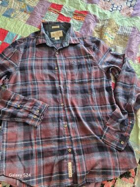 Original Penguin Men's Plaid Button-Down Flannel Shirt Sz M Heritage Slim Fit